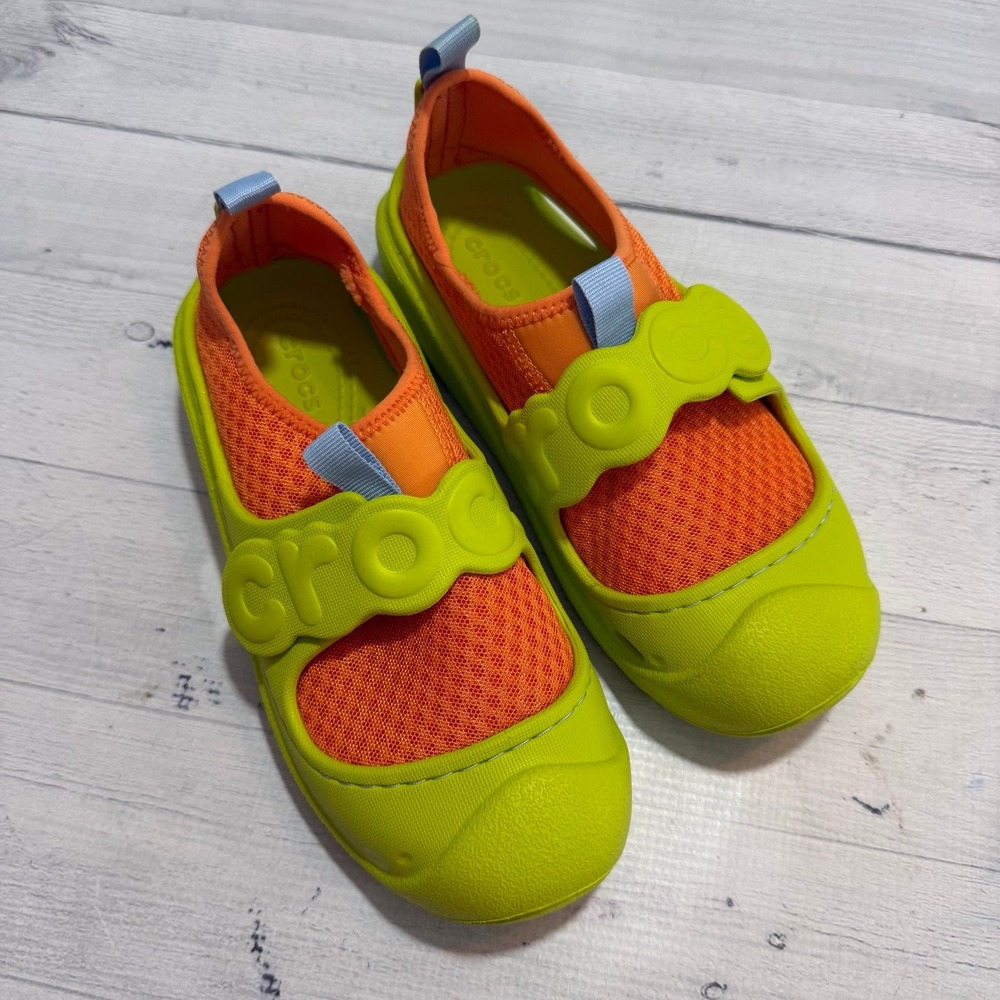 Crocs KIDS' SWIFTWATER SPLASH unisex Koi Fish lime yellow green orange juniors 3